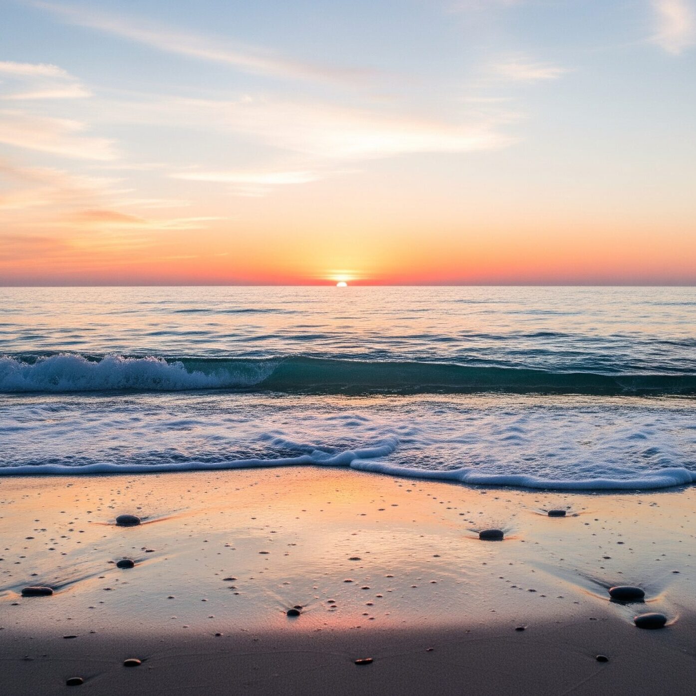 Gentle waves on a serene shoreline, symbolizing healing from emotional pain.